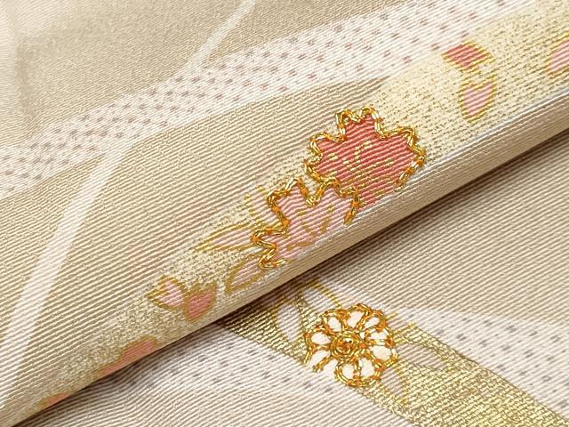 平和屋本店●極上　訪問着　駒刺繍　吉祥花文　暈し染め　金彩　柴染色地　逸品　CYAA4007s6