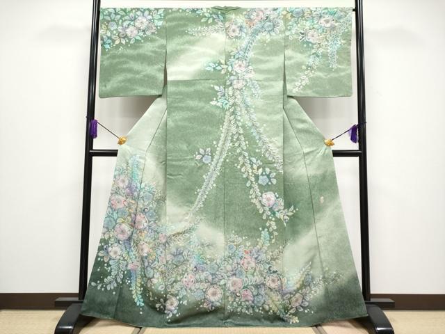 平和屋着物●極上　越後十日町の一流染匠　桐屋・翠山工房　訪問着　辻が花　絞り　暈し染め　銀通し地　逸品　CYAA4008s6 平和屋着物○極上 越後十日町の一流染匠 桐屋・翠山工房