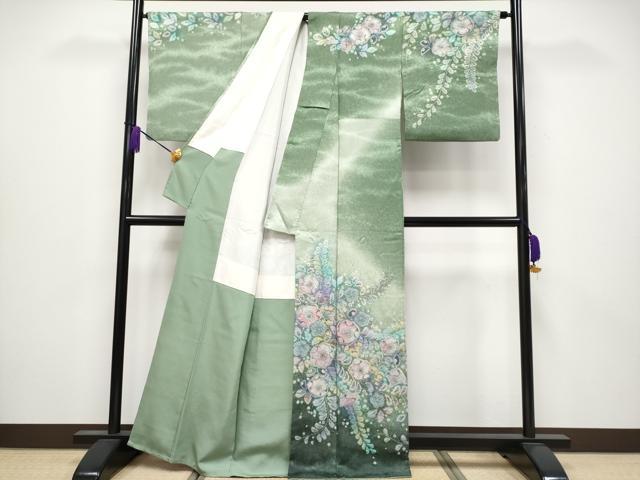 平和屋着物●極上　越後十日町の一流染匠　桐屋・翠山工房　訪問着　辻が花　絞り　暈し染め　銀通し地　逸品　CYAA4008s6 平和屋着物○極上 越後十日町の一流染匠 桐屋・翠山工房