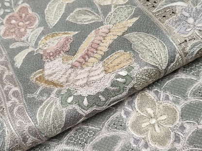 平和屋本店●極上　中国三大刺繍　スワトウ相良刺繍　総刺繍　訪問着　動物花唐草文　潤色地　逸品　CYAA4011s6