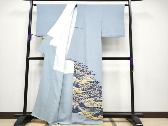平和屋本店●極上　浦野理一　金彩友禅　色留袖　茶屋辻　鬼しぼ縮緬　金彩　秘色色地　逸品　CYAA4012s6