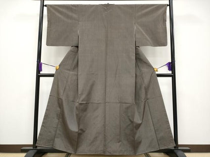平和屋本店●極上　本場黄八丈　黒八丈　紬　平織　縞　黒橡色　逸品　CYAA4013s6