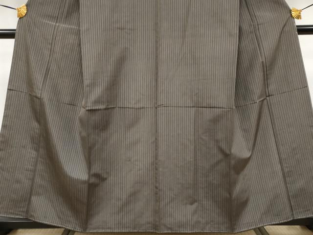 平和屋本店●極上　本場黄八丈　黒八丈　紬　平織　縞　黒橡色　逸品　CYAA4013s6