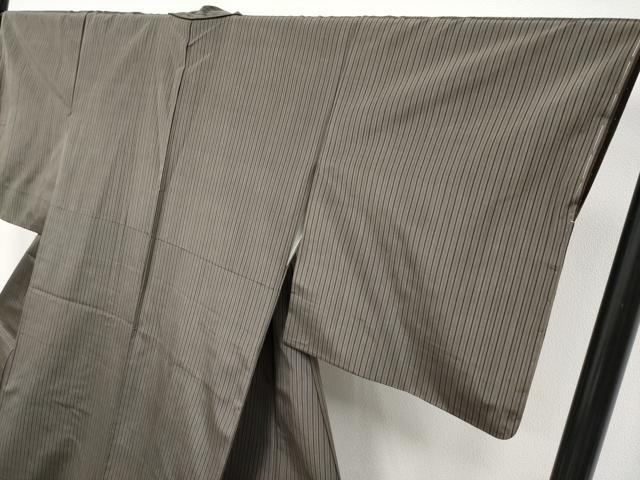 平和屋本店●極上　本場黄八丈　黒八丈　紬　平織　縞　黒橡色　逸品　CYAA4013s6