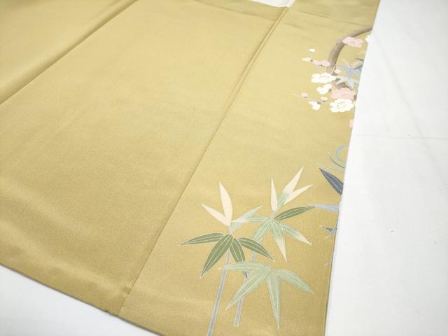 平和屋着物●極上　訪問着　作家物　流水枝花文　暈し染め　金彩　桑染色地　逸品　CYAA4016s6