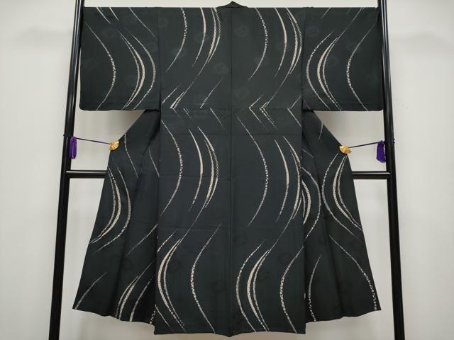 平和屋本店▽極上 男性 印傳 小紋 単衣 流線花文 黒地 逸品 CYAA4022s6