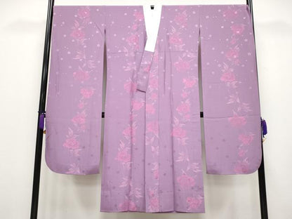 平和屋着物●振袖用長襦袢　無双仕立て　牡丹　二藍色地　やまと誂製　逸品　CYAA4024s6