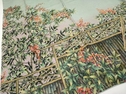 平和屋着物●極上　訪問着　手描き　南天文　暈し染め　利休鼠色地　健勝苑扱い　反端付き　逸品　未使用　CYAA4026s6