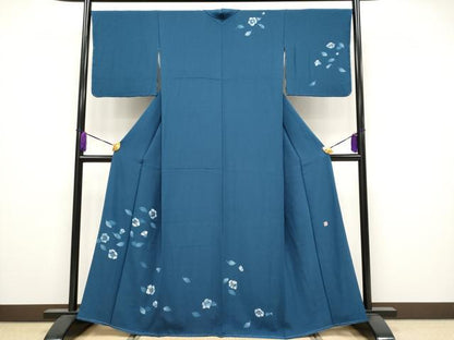 平和屋着物●極上　訪問着　作家物　椿　金彩　青藍色地　逸品　未使用　CYAA4027s6