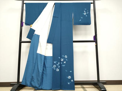 平和屋着物●極上　訪問着　作家物　椿　金彩　青藍色地　逸品　未使用　CYAA4027s6