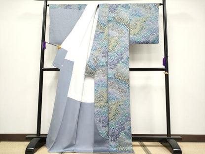 平和屋着物●極上　訪問着　舞花文　金通し地　藤鼠色地　逸品　CYAA4029s6
