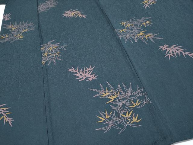 平和屋着物○極上 染色作家 草野一騎 小紋 笹文 藍鉄色地