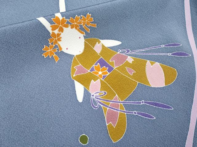平和屋本店●極上　世界的人形師　辻村寿三郎　ジュサブロー　訪問着　刺繍　兎　薄花色地　逸品　未使用　CYAA4035s6