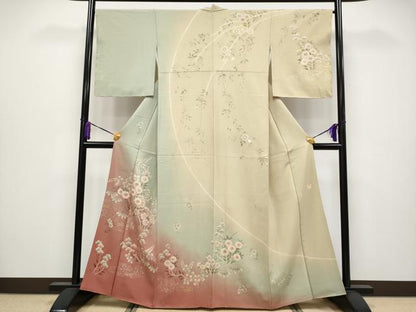 平和屋着物●極上　十日町　名門　滝泰謹製　訪問着　手描き　絞り　秋草文　暈し染め　金銀彩　逸品　CYAA4037s6