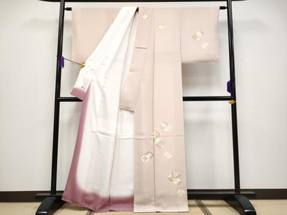 平和屋着物●極上　訪問着　七宝文　金彩　洗柿色地　反端付き　逸品　未使用　CYAA4039s6