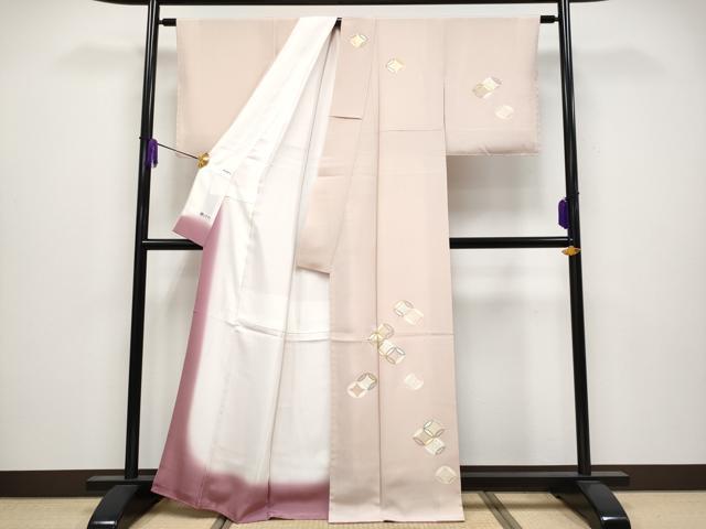 平和屋着物●極上　訪問着　七宝文　金彩　洗柿色地　反端付き　逸品　未使用　CYAA4039s6