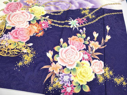 平和屋着物●極上　振袖　刺繍　花蝶文　暈し染め　銀通し地　逸品　CYAA4044s6