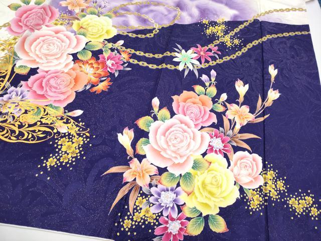 平和屋着物●極上　振袖　刺繍　花蝶文　暈し染め　銀通し地　逸品　CYAA4044s6