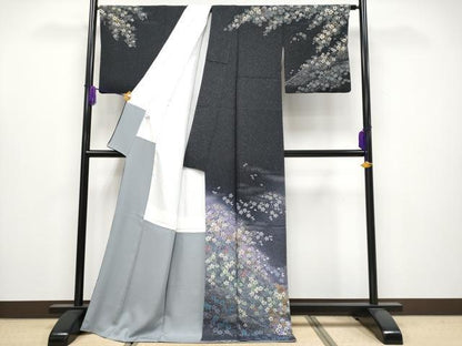 平和屋着物●極上　吉乃一廉　幻の辻が花　訪問着　舞桜文　暈し染め　銀通し地　逸品　CYAA4048s6