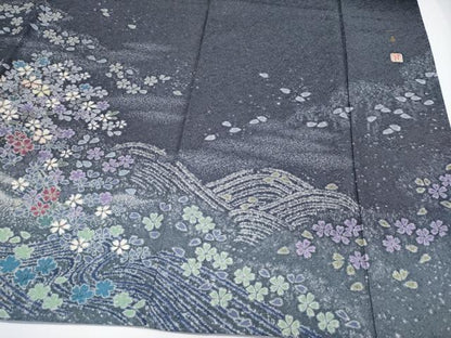 平和屋着物●極上　吉乃一廉　幻の辻が花　訪問着　舞桜文　暈し染め　銀通し地　逸品　CYAA4048s6