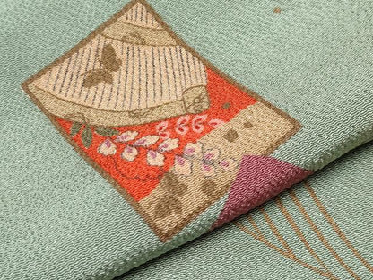 平和屋着物●極上　人形作家・ホリヒロシ　小紋　かるた　岩井茶色　反端付き　逸品　未使用　CYAA4050s6