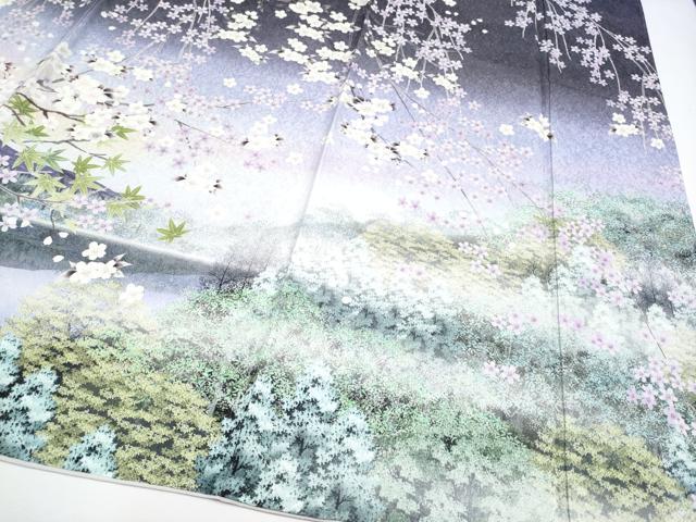 平和屋本店●極上　訪問着　富士山　枝垂れ桜　暈し染め　銀通し地　逸品　CYAA4052s6
