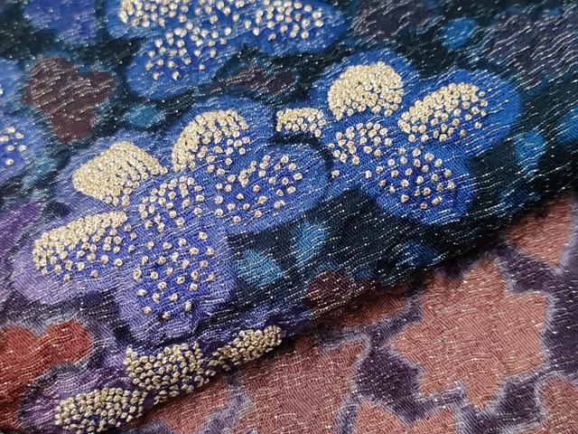 平和屋本店●極上　十日町 名門 滝泰謹製　中国三大刺繍 相良刺繍　訪問着　おぼろ染　襲絞り　舞花文　金通し地　反端付　逸品 CYAA4053s6