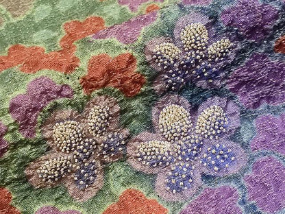 平和屋本店●極上　十日町 名門 滝泰謹製　中国三大刺繍 相良刺繍　訪問着　おぼろ染　襲絞り　舞花文　金通し地　反端付　逸品 CYAA4053s6