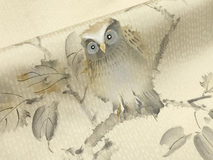 平和屋着物●極上　訪問着　本場染大島紬　フクロウ　浅黄色地　逸品　CYAA4054s6