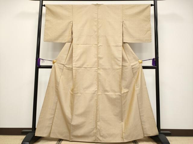 平和屋本店▽極上　山下八百子　本場黄八丈　単衣　市松綾織　紬　逸品　CYAA4055s6