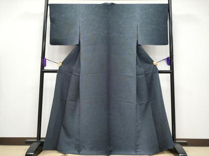 平和屋着物▽極上 江戸小紋 単衣 行儀 墨流し文様 暈し染め 黒地 逸品 CYAA4057s6