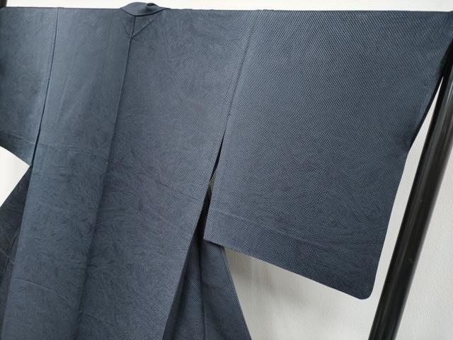 平和屋着物▽極上 江戸小紋 単衣 行儀 墨流し文様 暈し染め 黒地 逸品 CYAA4057s6