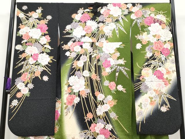 平和屋着物●極上　振袖　刺繍　薬玉花文　暈し染め　銀通し地　逸品　CYAA4058s6
