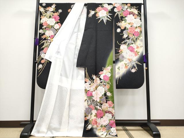平和屋着物●極上　振袖　刺繍　薬玉花文　暈し染め　銀通し地　逸品　CYAA4058s6