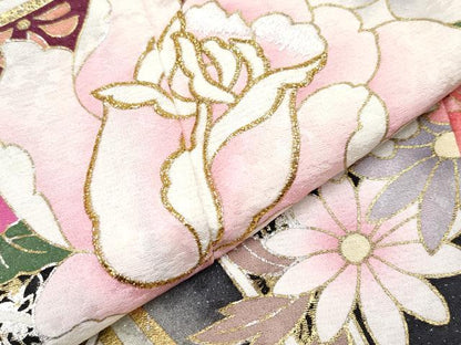 平和屋着物●極上　振袖　刺繍　薬玉花文　暈し染め　銀通し地　逸品　CYAA4058s6