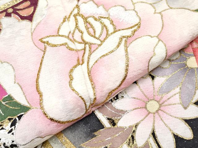 平和屋着物●極上　振袖　刺繍　薬玉花文　暈し染め　銀通し地　逸品　CYAA4058s6