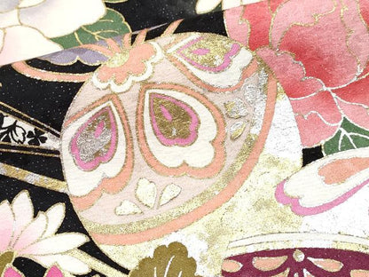 平和屋着物●極上　振袖　刺繍　薬玉花文　暈し染め　銀通し地　逸品　CYAA4058s6