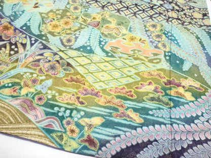 平和屋本店●極上　訪問着　絞り　辻が花　暈し染め　金通し地　逸品　未使用　CYAA4063s6