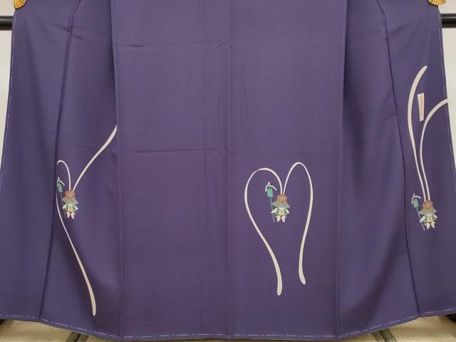 平和屋本店●極上　世界的人形師　辻村寿三郎　ジュサブロー　訪問着　兎　深紫色地　逸品　未使用　CYAA4067s6