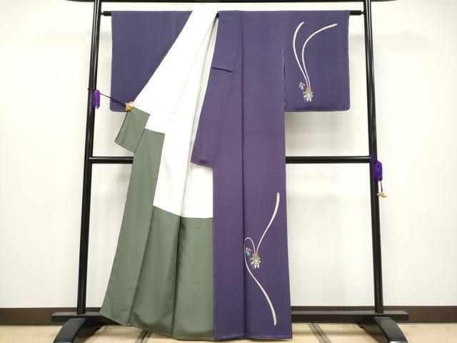 平和屋本店●極上　世界的人形師　辻村寿三郎　ジュサブロー　訪問着　兎　深紫色地　逸品　未使用　CYAA4067s6