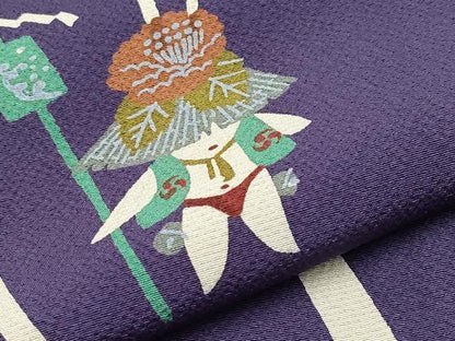 平和屋本店●極上　世界的人形師　辻村寿三郎　ジュサブロー　訪問着　兎　深紫色地　逸品　未使用　CYAA4067s6