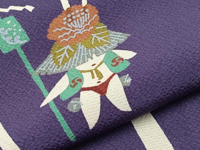 平和屋本店●極上　世界的人形師　辻村寿三郎　ジュサブロー　訪問着　兎　深紫色地　逸品　未使用　CYAA4067s6