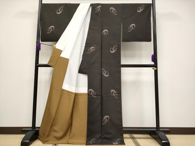 平和屋着物○極上 本場大島紬 9マルキ 地空き 舞花文 逸品 未使用