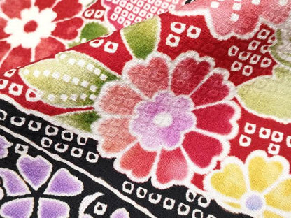 平和屋着物●極上　振袖・長襦袢セット　駒刺繍　束ね熨斗舞花文　茜色地　逸品　CYAA4075s6