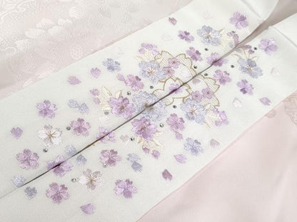 平和屋着物●極上　振袖・長襦袢セット　駒刺繍　束ね熨斗舞花文　茜色地　逸品　CYAA4075s6