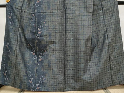 平和屋着物●極上　本場大島紬　訪問着　流水枝梅文　さが美扱い　逸品　CYAA4076s6