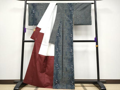 平和屋着物●極上　本場大島紬　訪問着　流水枝梅文　さが美扱い　逸品　CYAA4076s6
