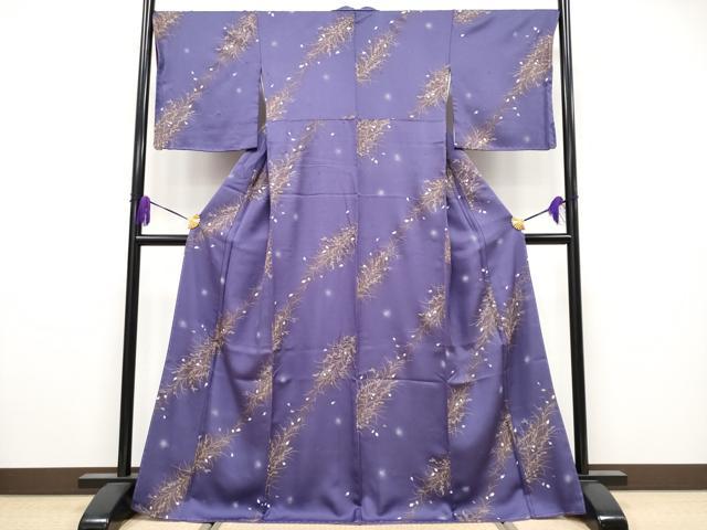 平和屋着物●極上　小紋　舞花びら　金彩　蛍暈し　菫色地　逸品　未使用　CYAA4081s6