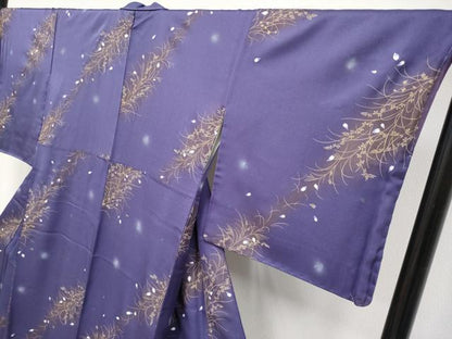 平和屋着物●極上　小紋　舞花びら　金彩　蛍暈し　菫色地　逸品　未使用　CYAA4081s6