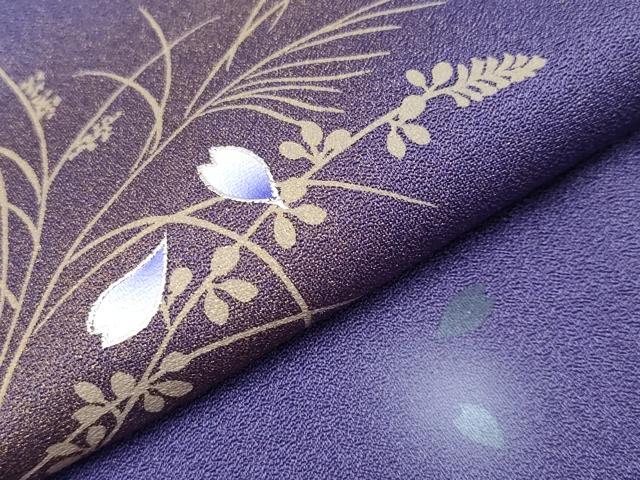 平和屋着物●極上　小紋　舞花びら　金彩　蛍暈し　菫色地　逸品　未使用　CYAA4081s6